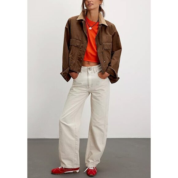 🆕 FREE PEOPLE We The Free Aster Straight Leg Jeans / Cream - Picture 1 of 15